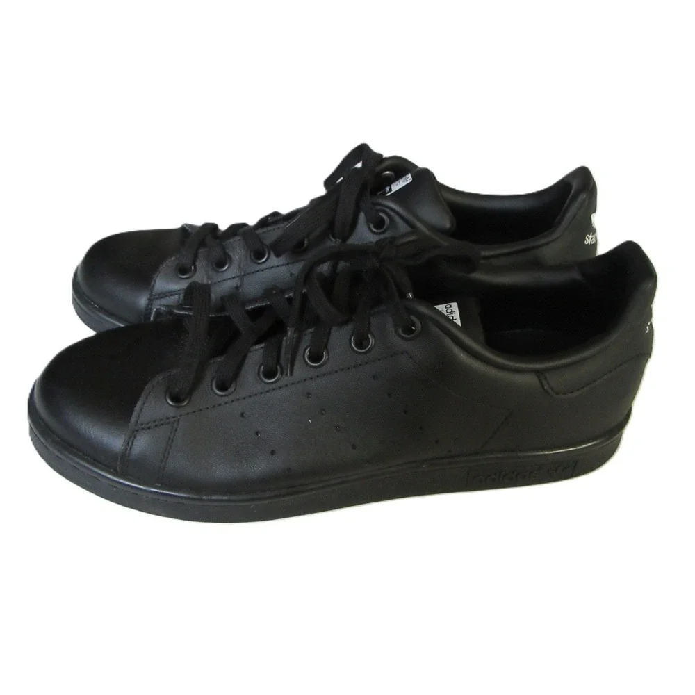 Adidas Stan‎ Smith Black Leather Minimalist Unisex Streetwear Sneaker Size 7